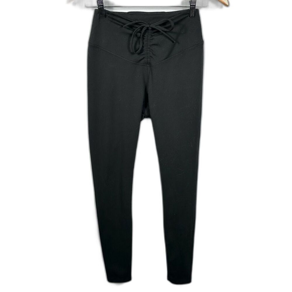 PINK Victoria's Secret Black Active High-Waisted Leggings Size Small Tie Waist